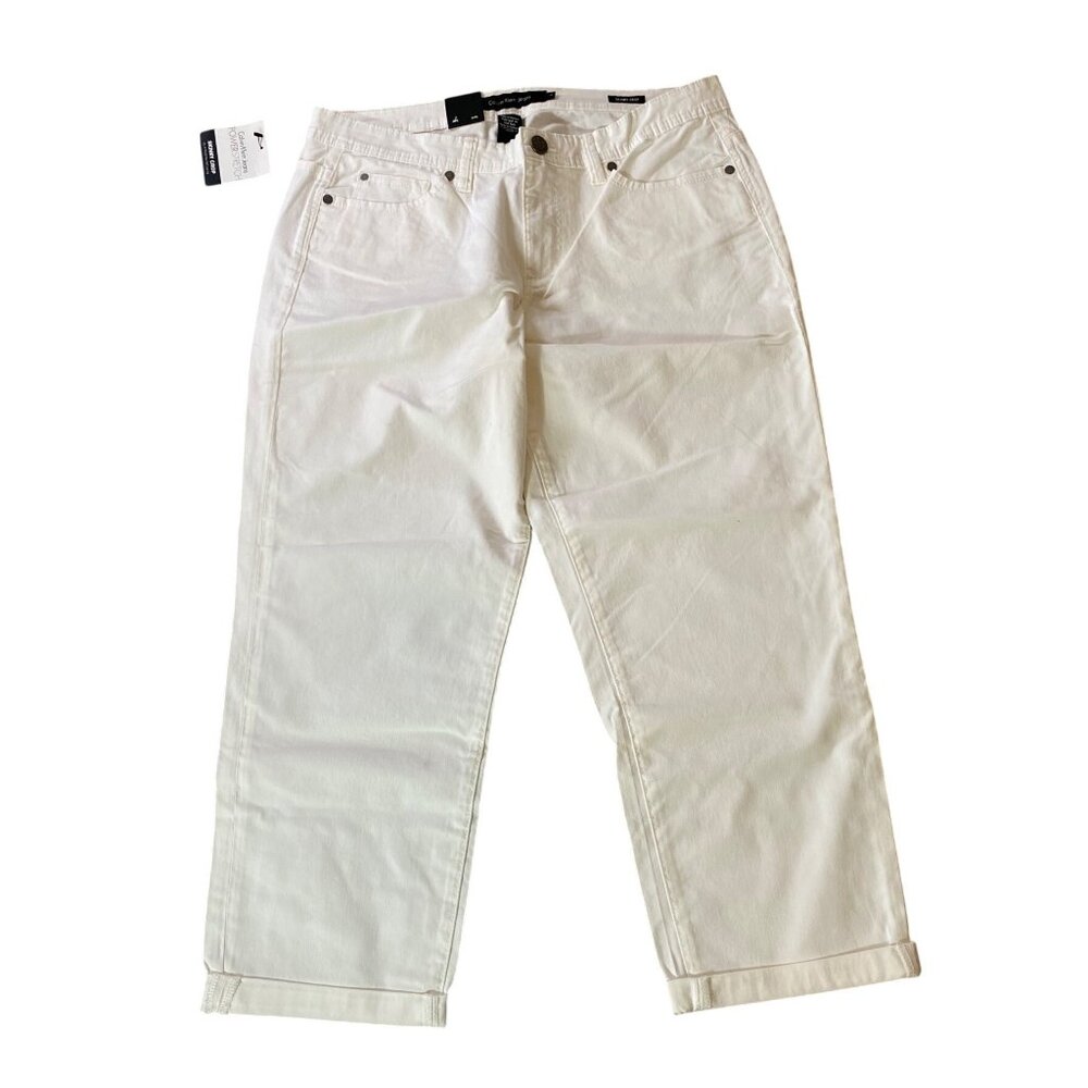 NWT Calvin Klein White Mid-Rise Straight-Leg  Jeans Size 14